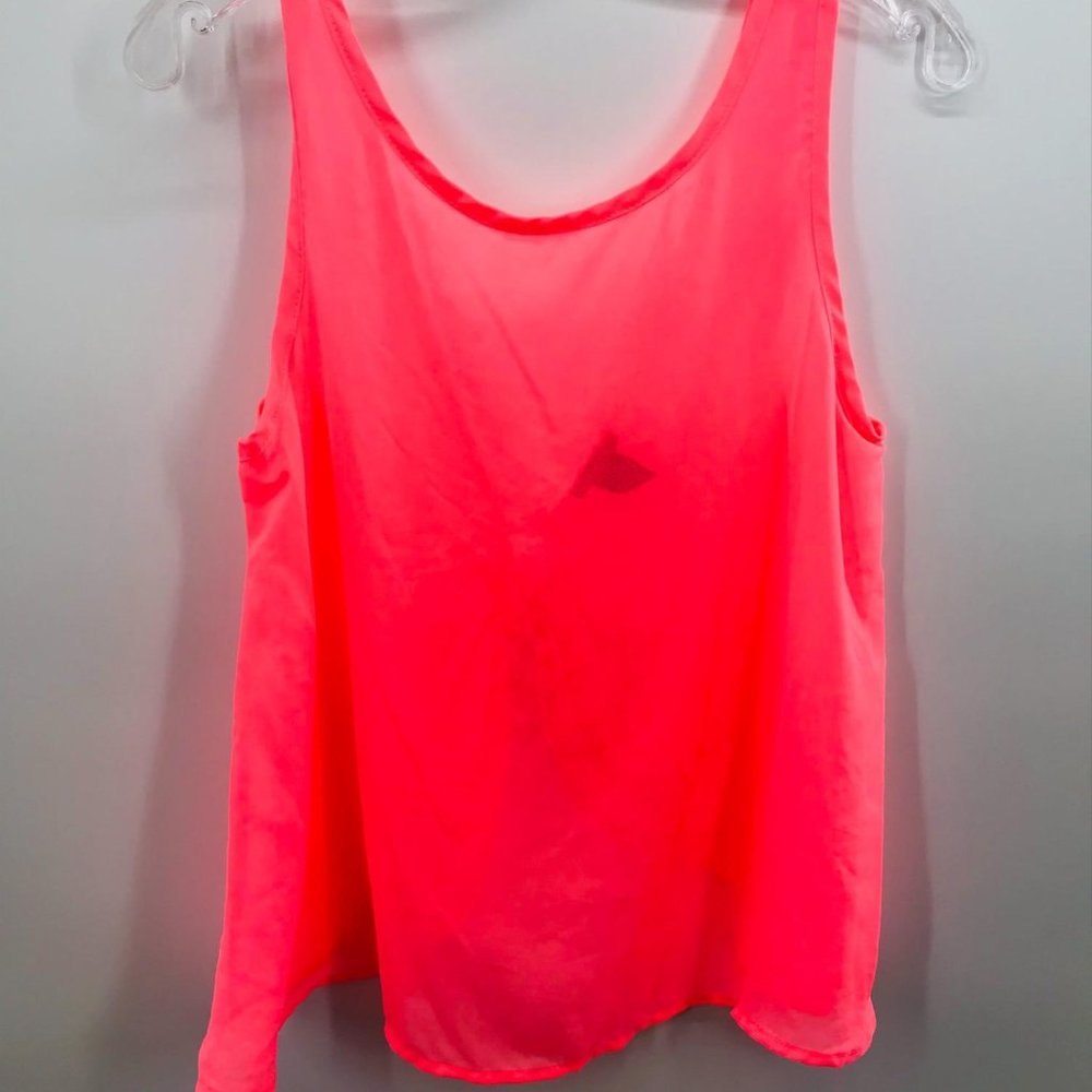 RUE 21 HOT PINK SEE THRU TIE BACK BLOUSE